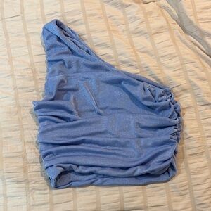 One-Shoulder corn flour blue Top